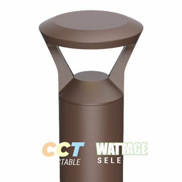 Portor Architectural Round Bollard Light, CCT and Wattage Selector, Open Style PT-ABL-R-PTP-O-3CP